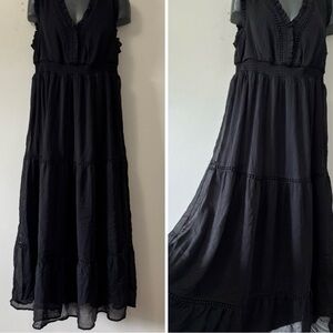 Christina Black Ruffled Maxi Dress